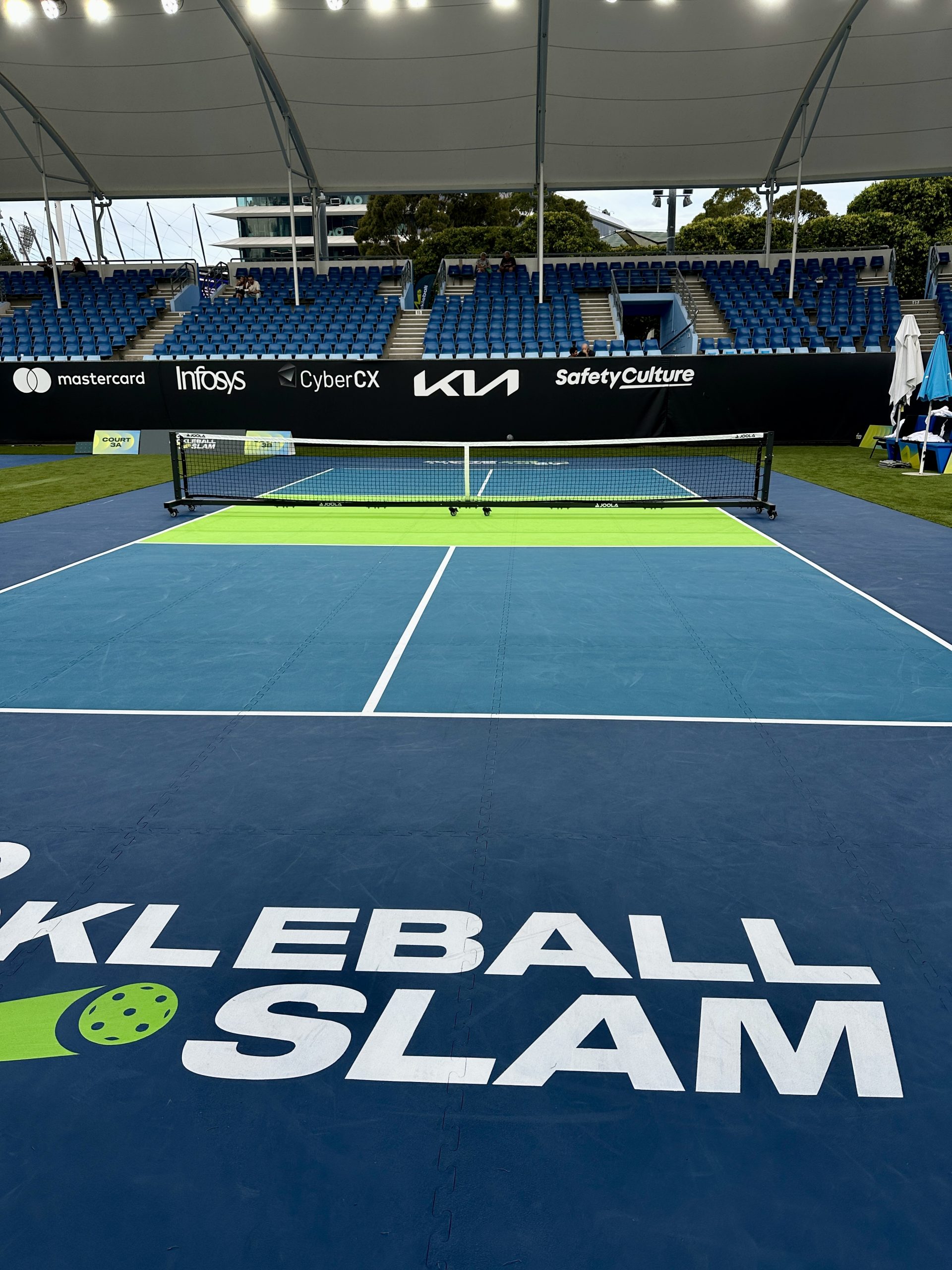 The court set-up at the inaugural Australian Open pickleball slam.